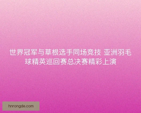 世界冠军与草根选手同场竞技 亚洲羽毛球精英巡回赛总决赛精彩上演